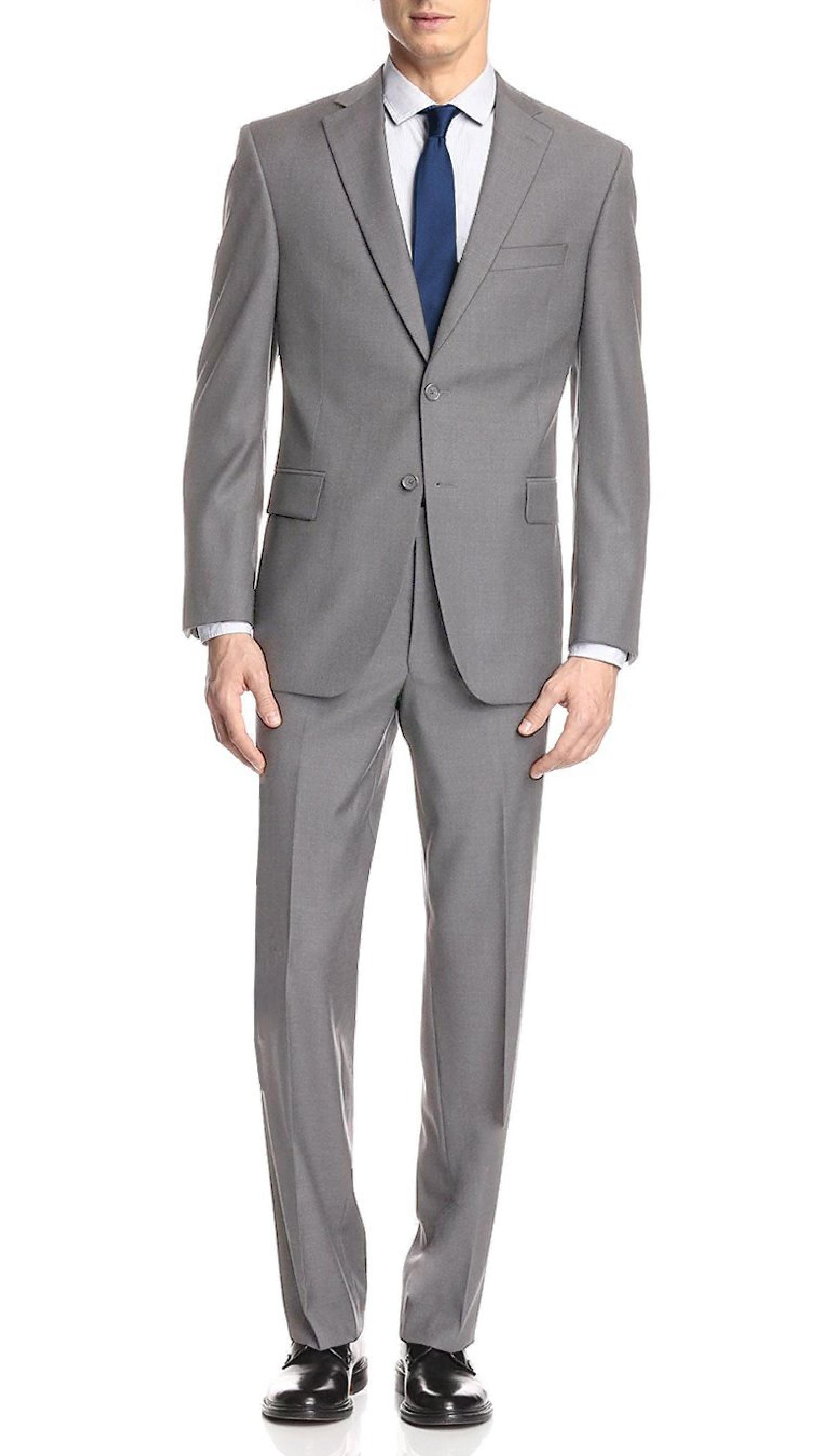 Mens Side Vent 2 Piece Light Gray Classic Fit Suit Giorgio